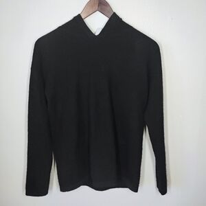 Van Winkle & Co Cashmere Hooded Sweater Womens Small Black Quiet Luxury Preppy